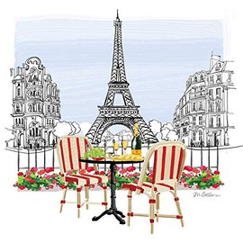 Set of 20 Individual Decoupage Paper Party Napkins PARIS, EIFFEL TOWER Watercolor Decor Luncheon Beverage Christmas Series Napkin for a Birthday, Holiday, Wedding, Cocktail Party