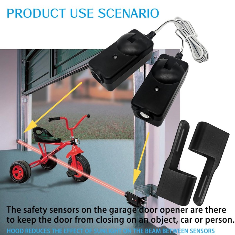 41A5034 Garage Door Sensor with Sun Shield, Garage Door Sensor