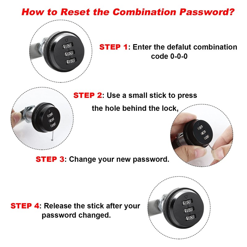 JMIATRY 4 Set Combination Cam Lock 1-1/8 Inch Cylinder Password