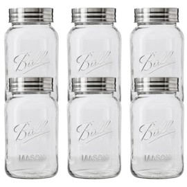 Ball Regular Mouth Glass Mason Jars with Lids and Bands, Used for Canning (Quart, 32 Ounce (Pack of 6))