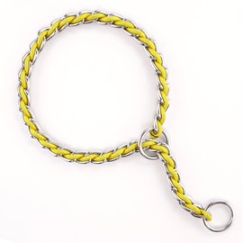 TSPRO Metal Dog Collar, Heavy Duty Dog Collars for Large Dogs, for Medium Dogs, Adjustable Durable Stainless Steel Chew Proof Dog Collar Dog Necklace Collar (Yellow, 4MM*20.5-23inches)