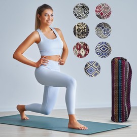 XAGOFIT Yoga Mat Bag with Full Zip and Shoulder Strap – Yoga Pilates Mat Tote Bag Carrier (Peace Colourful)