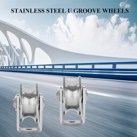 Stainless Steel U Groove Wheel Heavy Duty Caster Rigid Track Wheel Pulley Sliding Gate Rollers with Bracket for Sliding Gate, Rolling Gate, Inverted Track, Industrial Machines