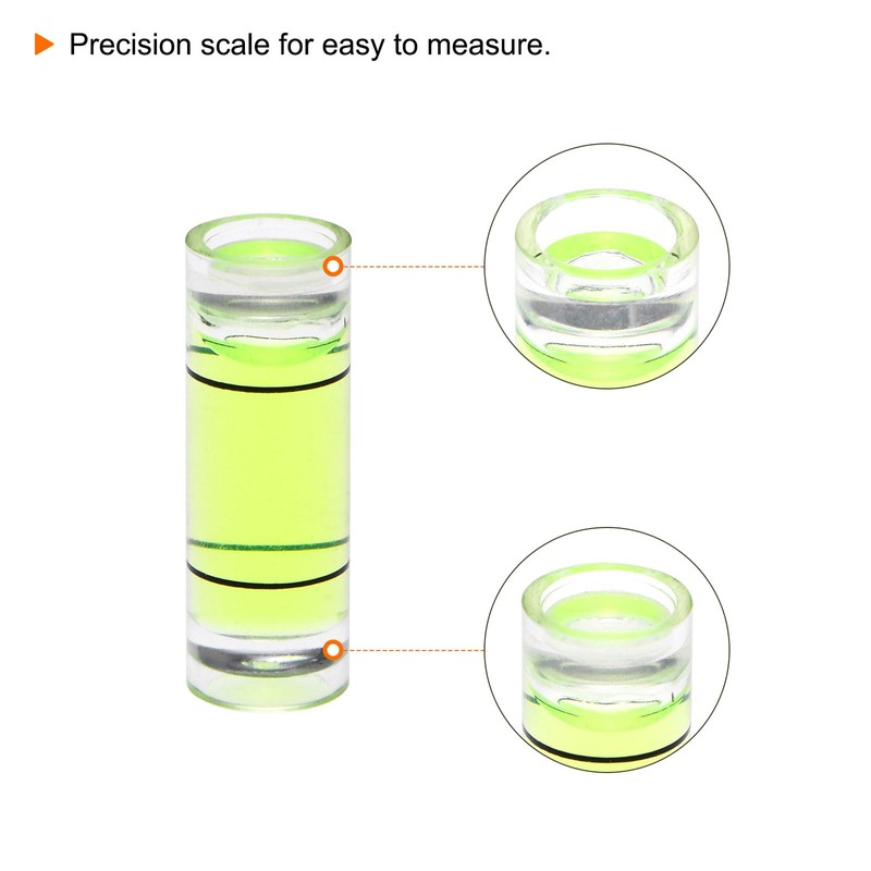 HARFINGTON 2pcs Round Bubble Level 8x23mm Mini Cylindrical Bullseye Spirit