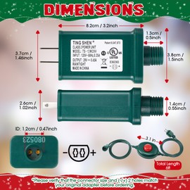 Meonum LED Power Supply with 1/2 Inch Plug Foot Switch, UL Listed Transformer Replacement Class 2 Power Supply, 9 Light Modes Low Voltage Transformer US Adapter for Christmas Tree Light (TS-13W29V)