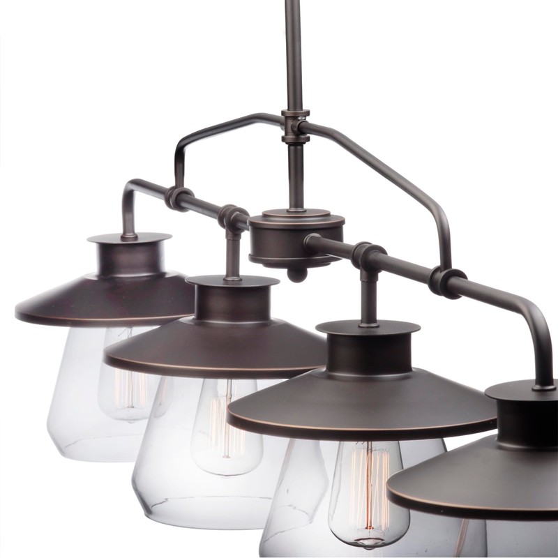 GLOBE Electric 65382 4-Light Pendant, Oil Rubbed Bronze, Clear Glass