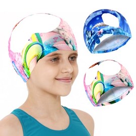 Swimming Cap for Children, Pack of 2 Polyester Swimming Cap for Girls, Swimming Cap Children Long Hair, Swimming Cap Children's Swimming Cap, Swim Cap Swimming Cap for Children Boys Girls