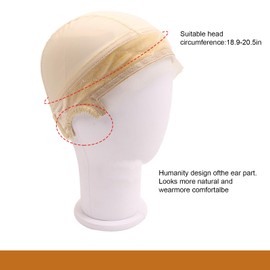 ROBOHOOK Wig Caps for Women Non Slip,Lace Front Wig Cap with Velvet Grip Band,Adjustable Non-Slip Band,Comfortable Breathable,Reduce Friction on the Scalp,for Lace Front Wigs(Beige)
