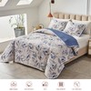 Joyreap 3 Pieces Microfiber Quilt Set, Botanical Blue Leaves on