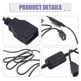 taluoka 1 PC Car 12V to 5V Voltage Reduction Module, Navigation System Waterproof Durable Power Adapter, USB Interface Plug and Play Conversion Harness Connector, Universal for Cars Trucks (Black)