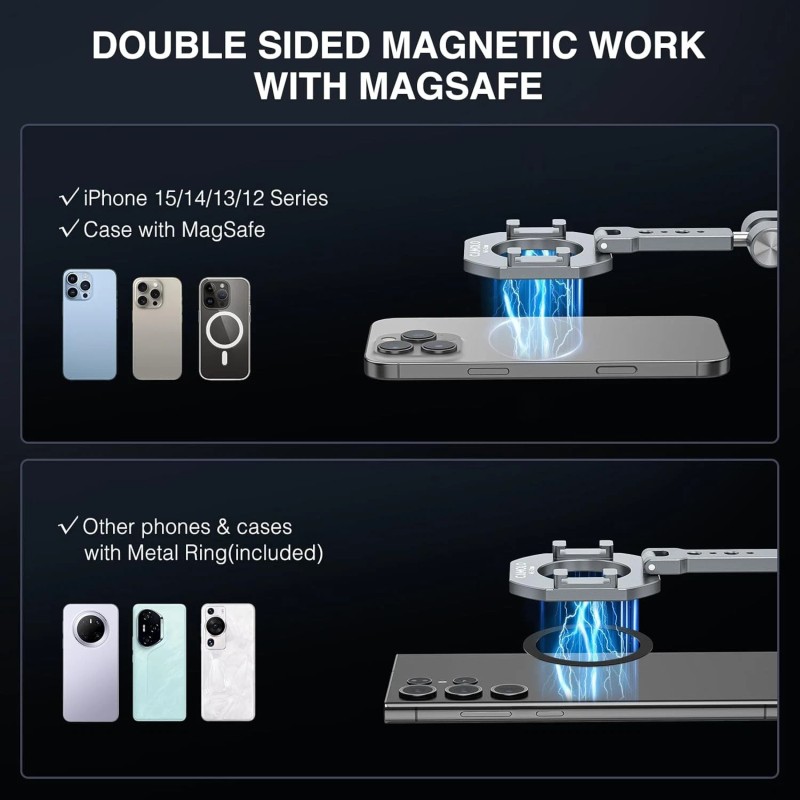 CAMOLO Dual Magnetic Phone Holder 1/4"-20 Tripod Mount Compatiable with