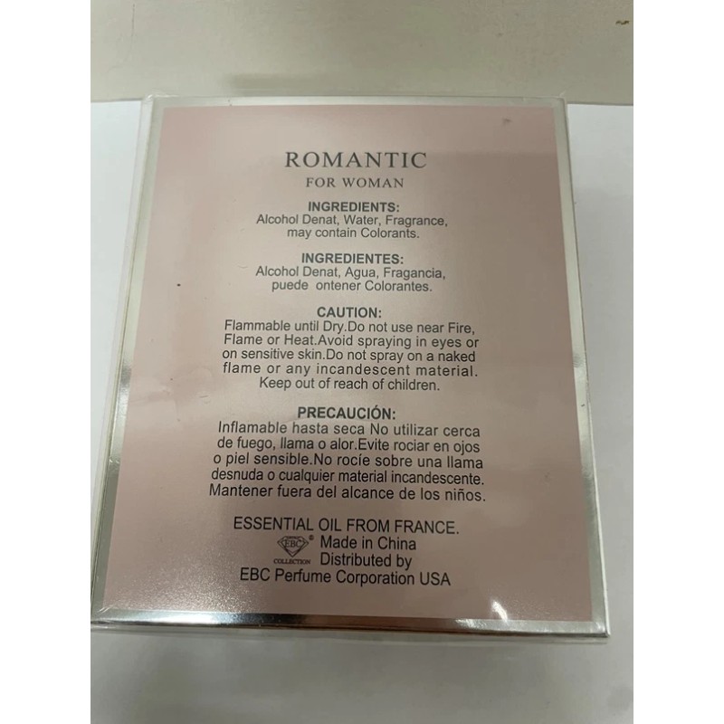 EBC Collection, ROMANTIC Perfume for Women, 3.4oz/100ml