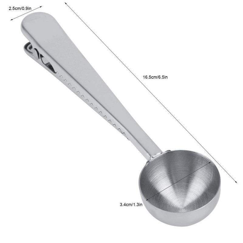 FTVOGUE Cuchara multifuncional de acero inoxidable con abrazadera de sellado,