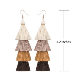 Eigso 9 Pairs Colorful Layered Gradient Drop Dangle Tassel Earrings Set for Women Boho Jewelry