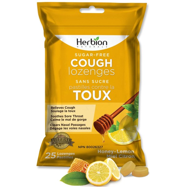Herbion Naturals Sugar-Free Cough Lozenges with Natural Honey-Lemon Flavour –