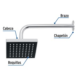 Foset Aqua R-404 Regadera cuadrada 6" acabado cromo con brazo