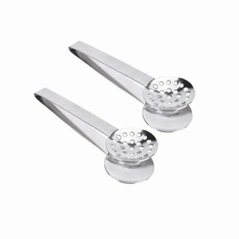 Stainless Steel Tea Bag Squeezer, Metal Grip Holder Tea Bag Tongs, Tea Bag Strainer Clips Herb for Ice Sugar Cubes Lemon Slices Kitchen Bar Tools (2 Pack)