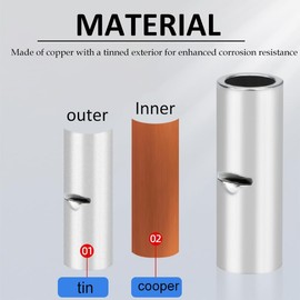 kuosbiu 100 PCS Non-Insulated Butt Connectors Kit, AWG 16-14 Wire Ferrules, Electrical Wire Connectors Crimp Ferrule Terminals Kit-BN2