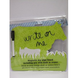 Magnetic Drywipe Cow Notice Memo Board Including Pen with Built in Eraser