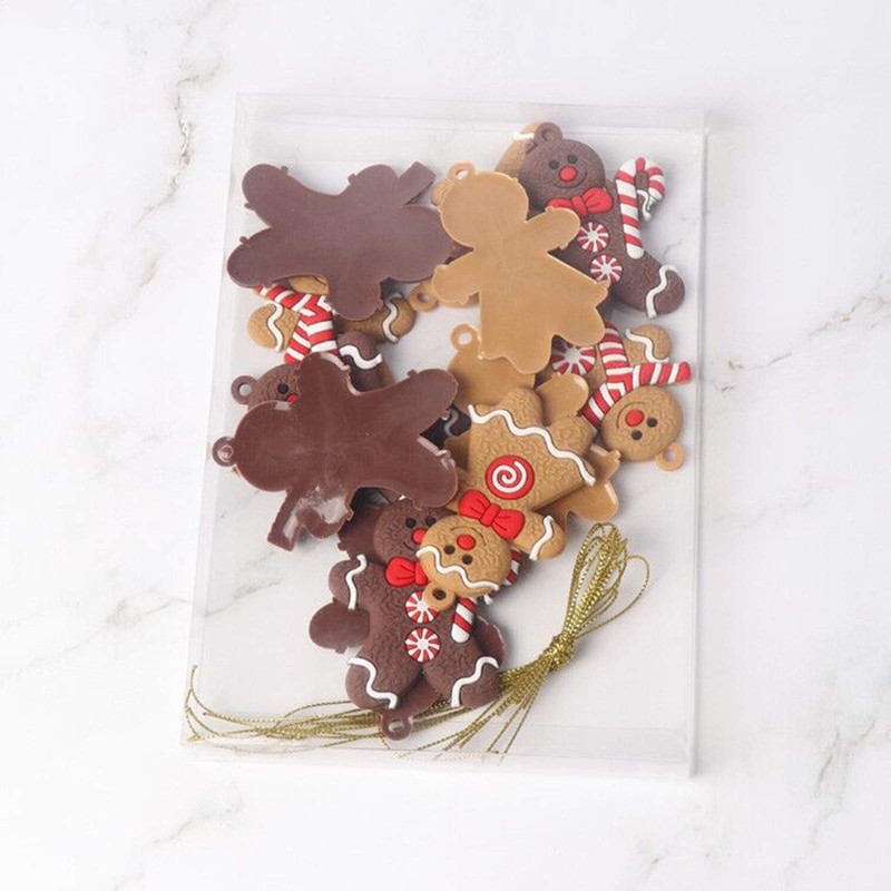 Gingerbread Christmas Tree Decorations, 12 Pieces Traditional Ginger Man Clay