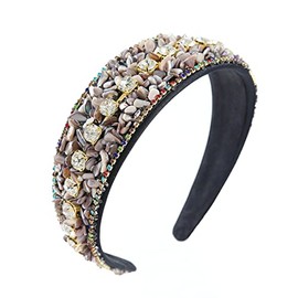 Diadema con Diamantes de Imitación para Mujer, Diadema con Cristales Brillantes, Acolchada, Ancha, Accesorios para El Cabello con Purpurina, Color Negro