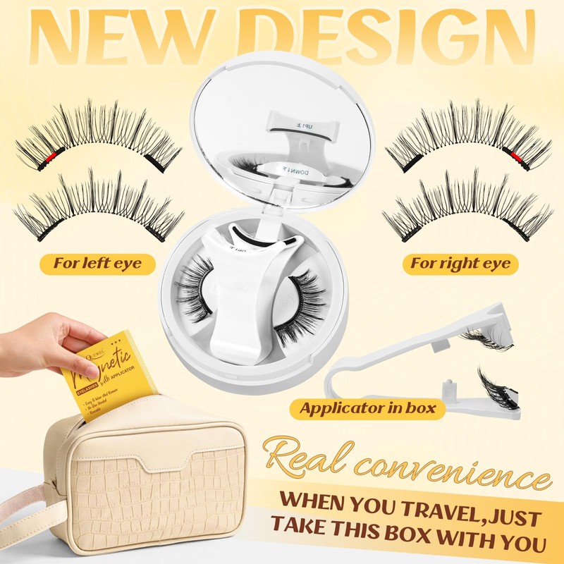 QUEWEL Magnetic-Eyelashes with Applicator, Portable Magnetic-Lashes with Applicator, Upgrade 2