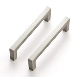 Ravinte 10 Pack Solid 3-3/4 Inch Center to Center Slim Square Bar Drawer Handles Cabinet Hardware - Brushed Nickel Kitchen Pulls