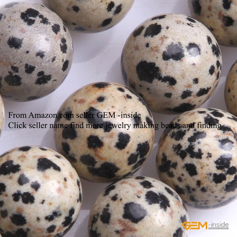 GEM-Inside Dalmation Dalmatian Jasper Gemstone Loose Beads 14MM Round Crystal