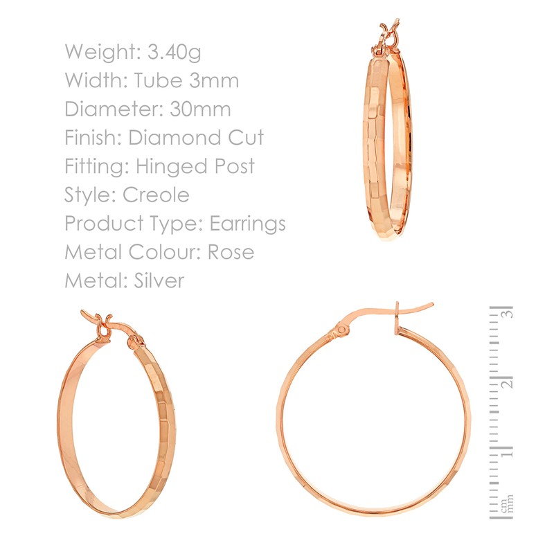 Tuscany Silver Sterling Silver Cut Hoop Earrings, Silver