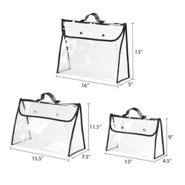 Univivi 6 Pack Dust Bags For Purses and Handbags,Clear Dust Covers Bag Organizer Closet Organizer System,Bedroom Handbag Organizer, With Magnet Button & Leather Handle (3 Size)