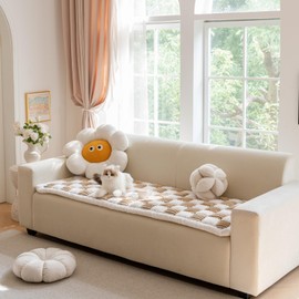 Generic Washable Pet Bed Couch Cover，Funny Cat Mat Sofa Cover，Anti-Slip Dog Bed Sofa Cover，Pet Friendly Sofa Cover for Large Dogs (Light Coffee, 70x150 cm/28 * 59in)