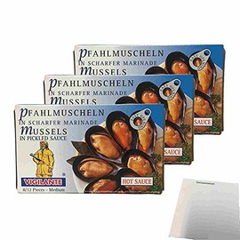 Vigilante Mussels in Sharp Marinade Pack of 3 (3 x 115 g Pack) + usy Block