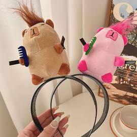 TNSLAND Capybara Women's Headband, Cute Capybara Hair Band, Cosmetic, Cartoon Animal Hair Band, Hair Band, Hairband, Cosmetic Hairband, Men for Children, Headdress, Make-Up, Stage Performances, Pack