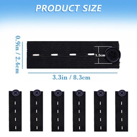 6Pcs Durable Waistband Button Extenders Adjustable Waistband Button Extenders Classic Match Pant Waist Tightener Elastic Waist Extenders for Pants Jeans(Black)