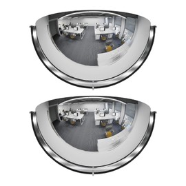 2Pack Acrylic Half Dome Mirror Corner Mirror Blindspot for Wall 12'' Diameter Safety Mirrors for Corners Convex Mirrors Indoor for Ceiling Business Driveway Outdoor Hallway Warehouse Office