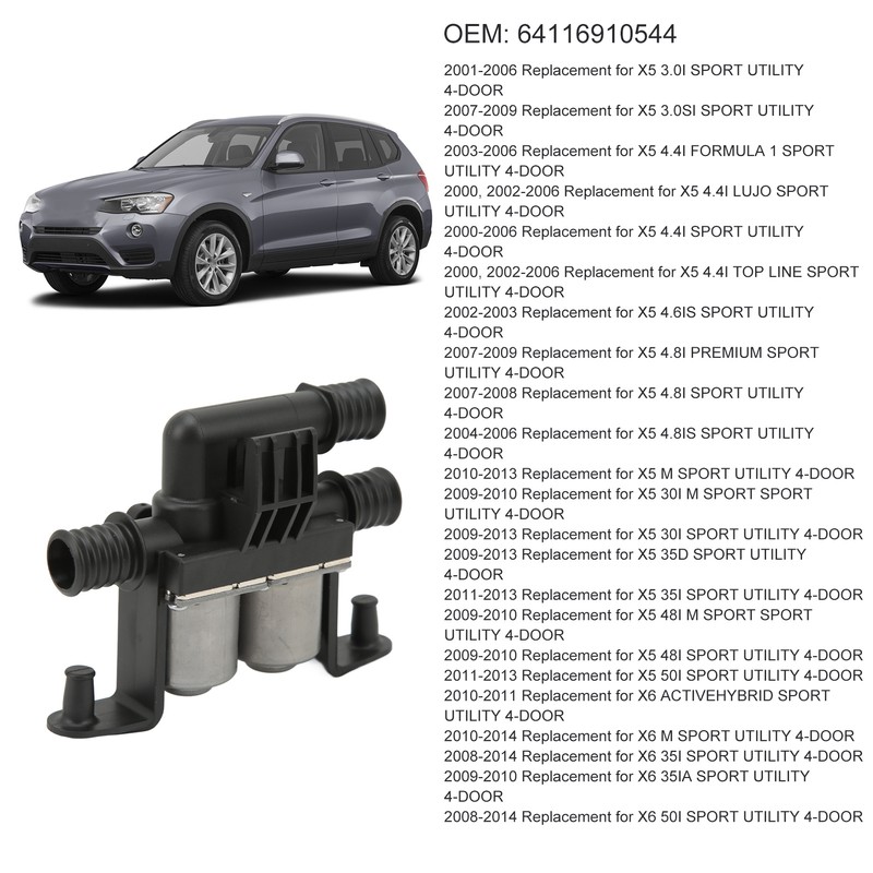 Heater Control Water Valve 64116910544 Replacement for X5 3.0I 3.0SI