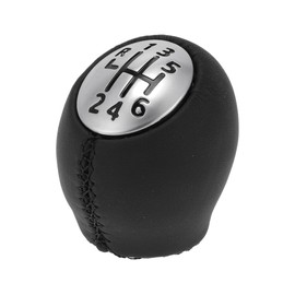 TUCKBOLD 6 Speed Manual Gear Shifter Knob for Renault Megane | Front Automotive Gearbox Stick Shifter Lever Knob Black Silver Tone Plastic Faux Leather 1 Pcs