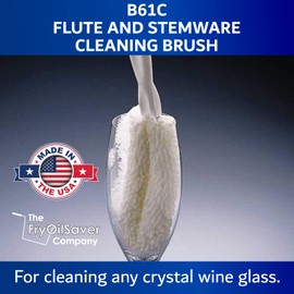 2-Pack Flute & Stemware Wine Glass Cleaning Brush - Dishwasher Safe, Non-Scratch Flute Cleaner for Crystal Glasses, Champagne Glass, Goblet, Wine Decanter - for Bar & Restaurant by FryOilSaver B61C