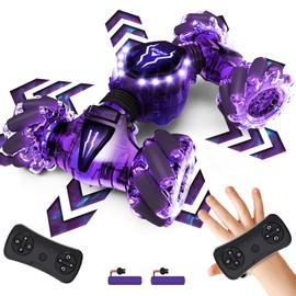 Tecnock RC Car for Kids, Gesture, RC Car, 360° Rotation, 4-Wheel Drive, Double Sided, Toy Car, USB Charging, Remote Controlled Car, 4WD Off-Road Car, For Beginners, LED Light, Car, Birthday Gift, For