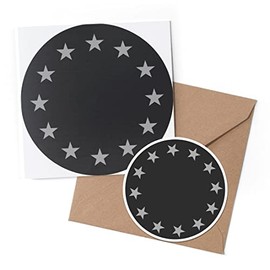 1 x Greeting Card & 10 cm Round Sticker Set - BW - EU Europe Flag Map - Birthday Thank You Friend Lover Fan Mum Dad Kids #41684