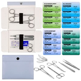 Ultrassist Suture Practice Kit Includes 16 Mixed Suture Threads with Needle, 3 Blades, Suture Tools Kit for Medical Students Training (Education Use Only)-Blue