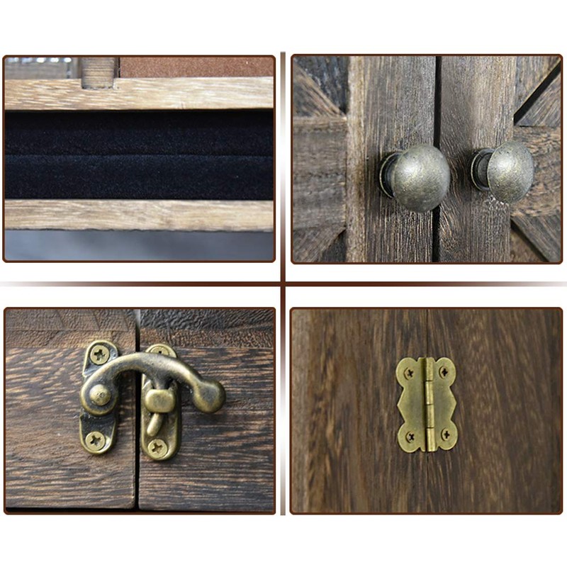 GLANT Rustic Wall Mounted Jewelry Organizer with Wooden Barndoor Decor,Wooden