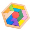 KINGOU Wooden Hexagon Tangram Puzzle Shape Pattern Blocks Brain Teaser