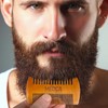 Wooden Beard Comb with Leather Case - Handcrafted Solid Beechwood