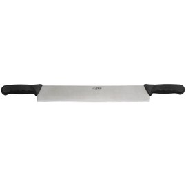 Double Handle Cheese Knife ~ 15 Inch Blade ~ 5" Black Plastic Handles ~ Use for Cheeses, Cakes, Vegetables, Soaps, Etc.