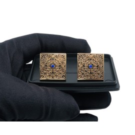 Jonwo Square Enamel Cufflinks for Men Gold Plated Retro Patterns Men's Cuff Link Set for Wedding Shirt Party Business Birthday Anniversary Dress