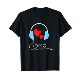 Valentines Day Heart Music Love Hip Hop Headphones Gift T-Shirt