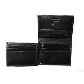 L-Fold Credit Card Trifold Black Leather Wallet - RFID Blocking