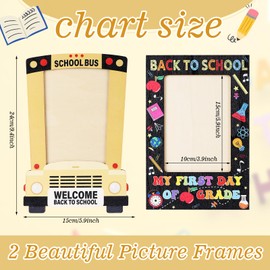 YLOLUL 2 Pack Back to School Picture Frame Wooden Photo Frame Welcome Back Gifts for Kids First Day of School Photo Decorations Used Size 4x6 Suitable for Desktop Use