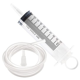 Syringe 100ml with 1m Hose, Catheter Attachment and Luer Adapter. Reusable Plastic Syringe Pipette for Liquids, Oil Syringe, Plastic Dispensing Syringe for Garden, Industrial